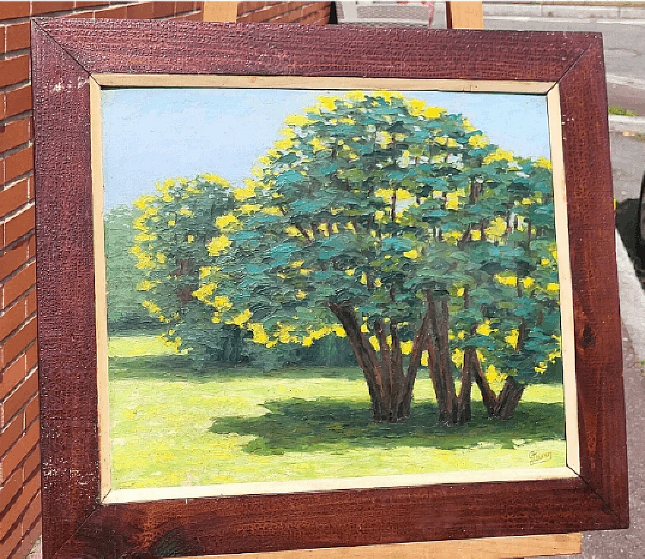 Painting of trees, green landscape, mid-20th century 7