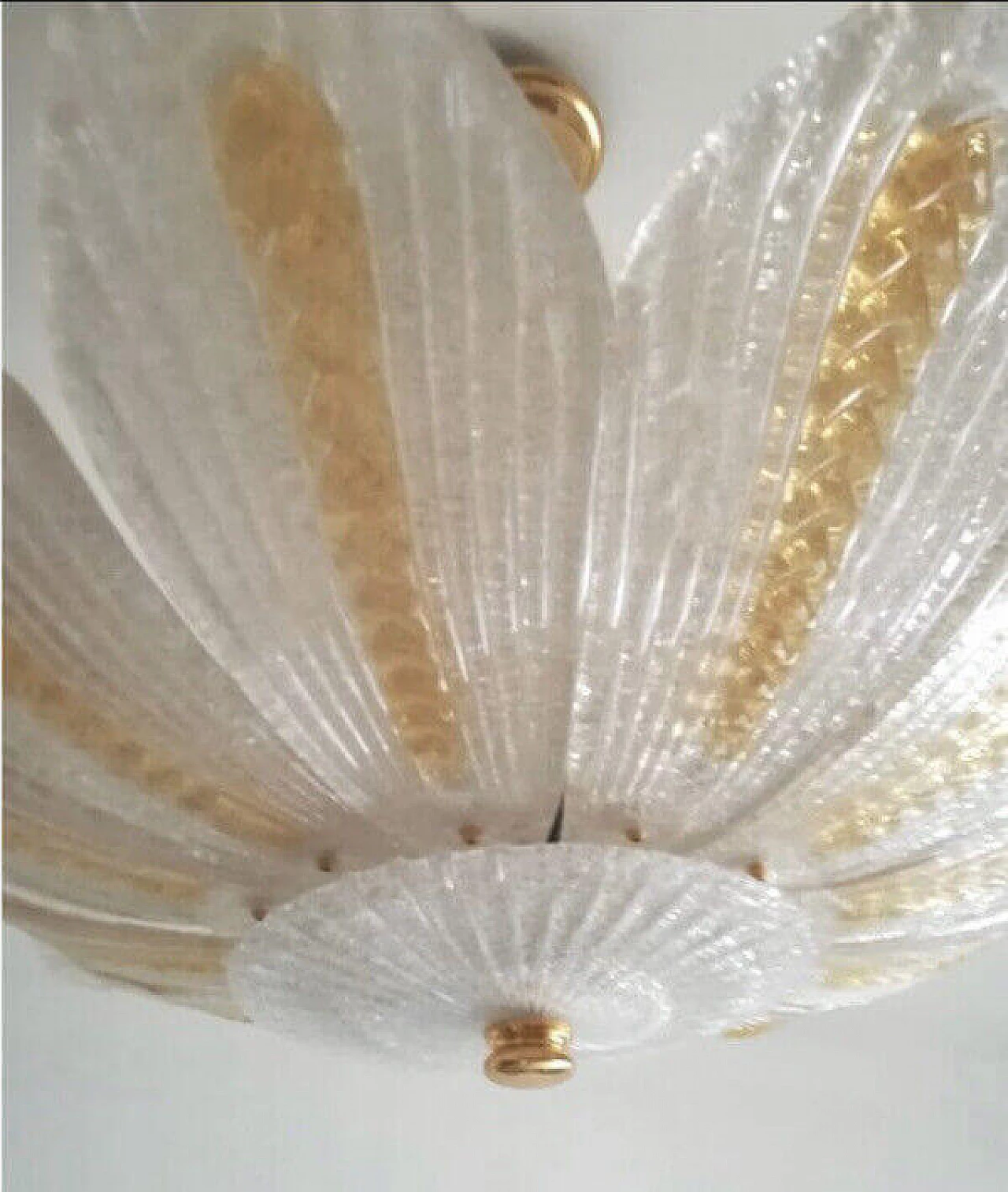 Lampadario con 12 foglie in vetro di Murano, fine '900 3