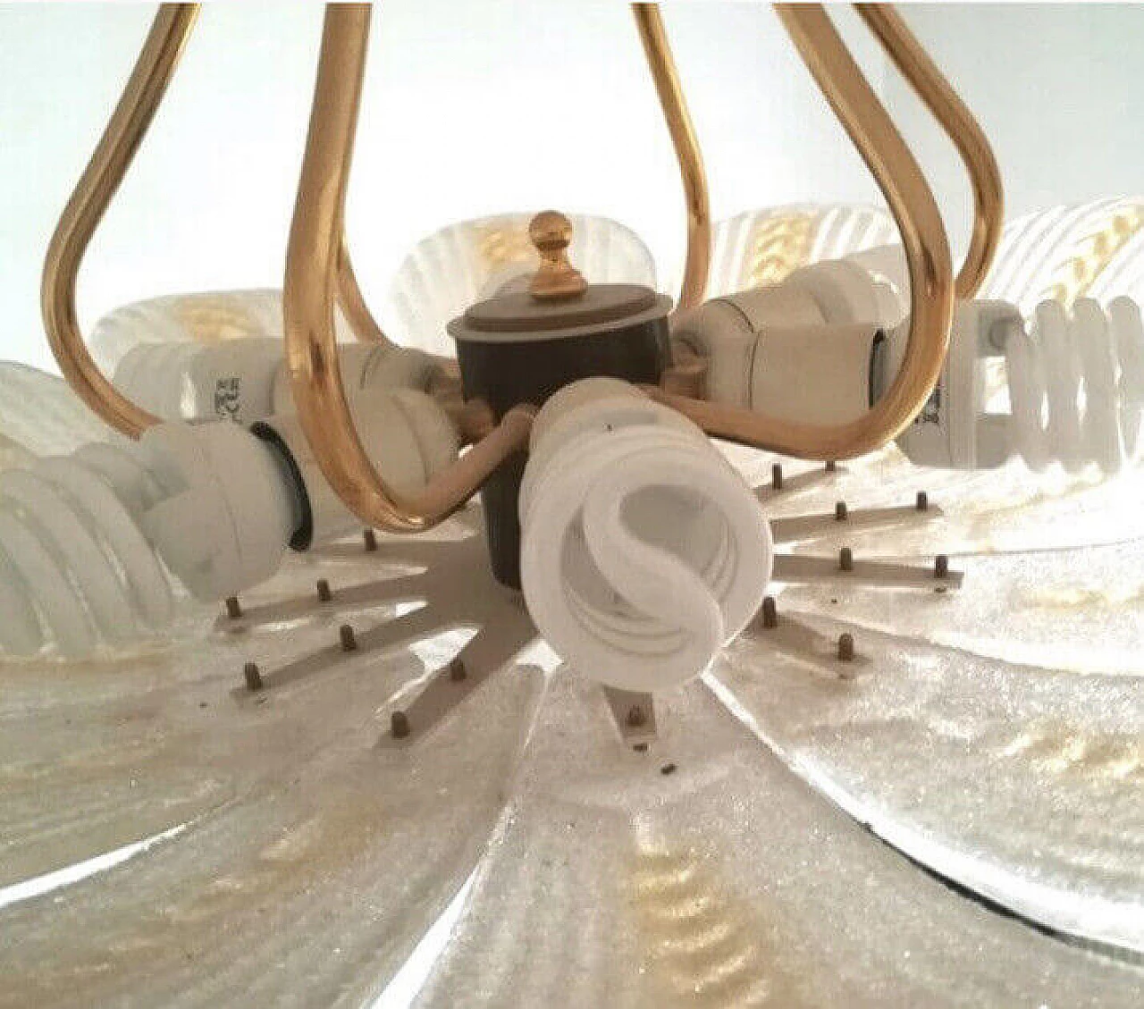 Lampadario con 12 foglie in vetro di Murano, fine '900 4