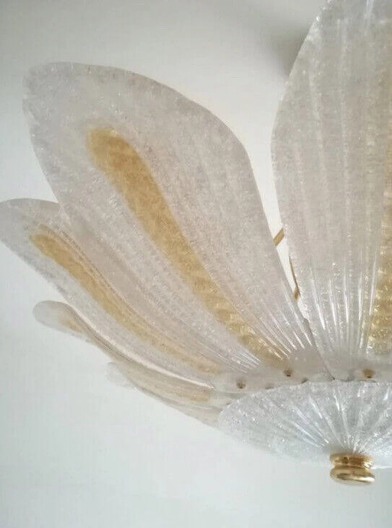 Lampadario con 12 foglie in vetro di Murano, fine '900 5