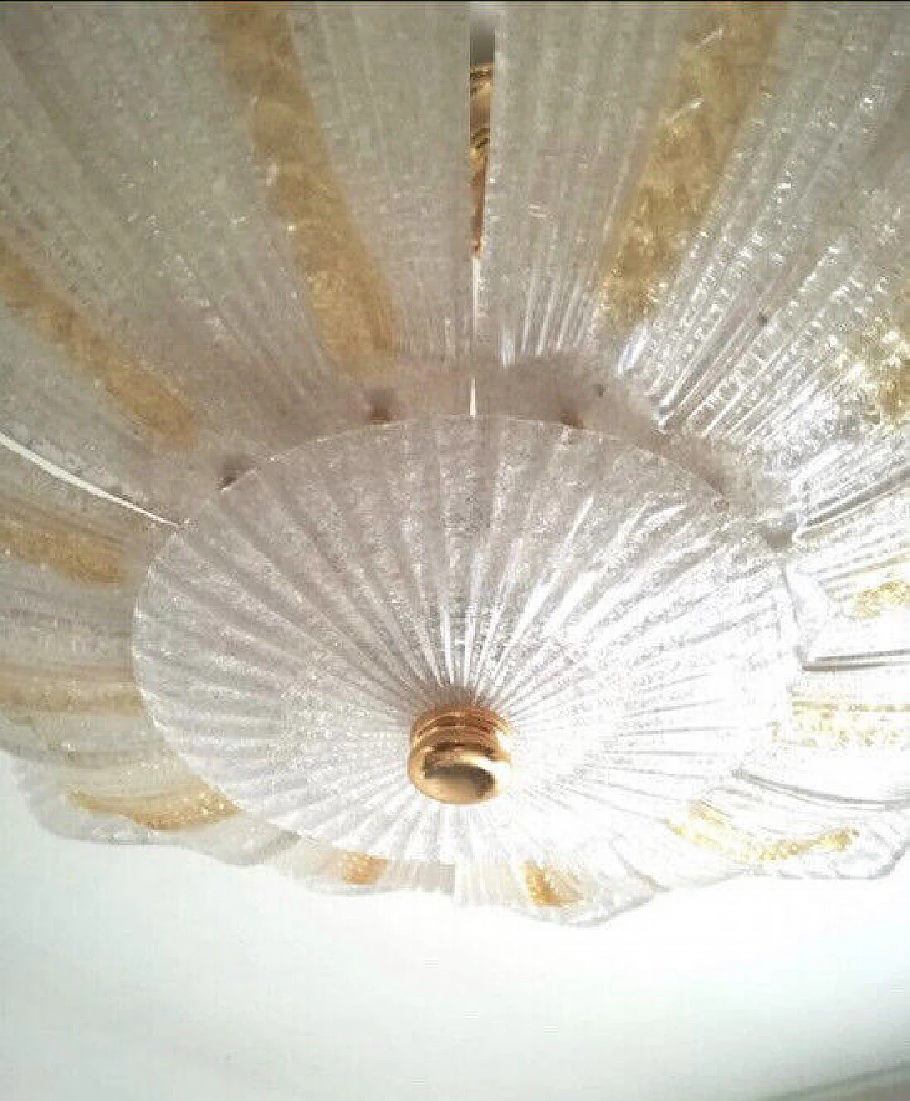 Lampadario con 12 foglie in vetro di Murano, fine '900 6