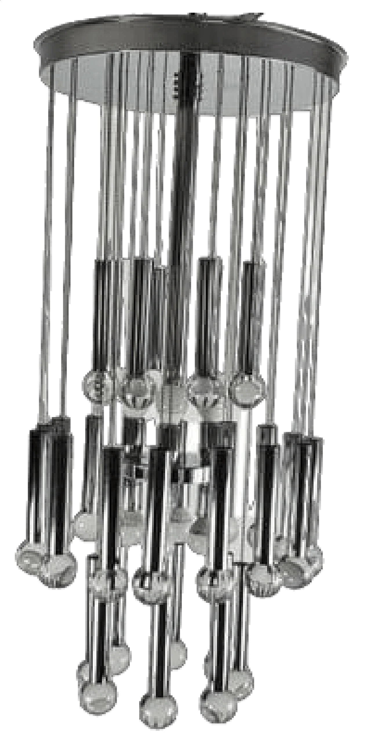 Steel and glass chandelier by Gaetano Sciolari, 1970s 9