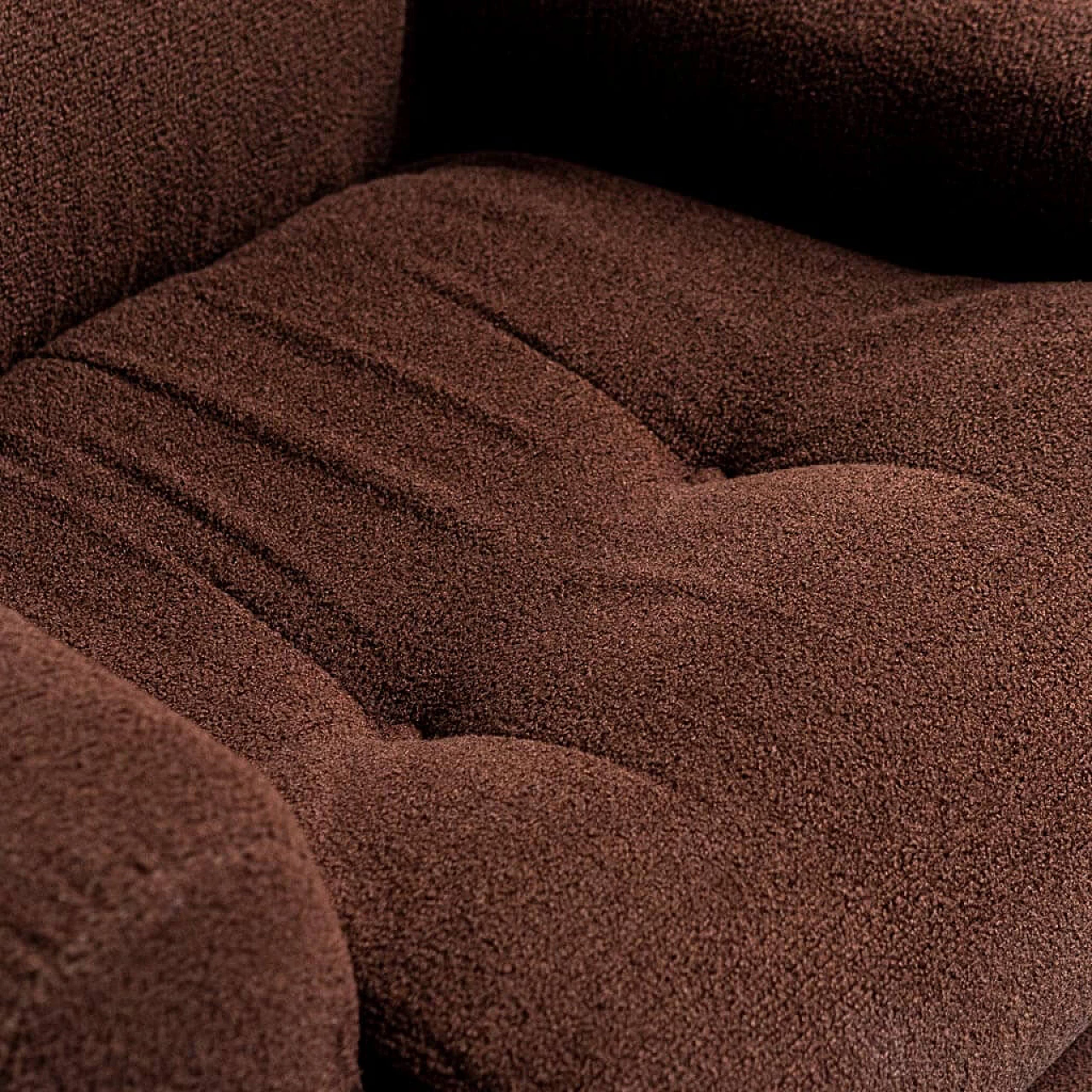 Pair of brown fabric and tubular metal armchairs, 1970s 3