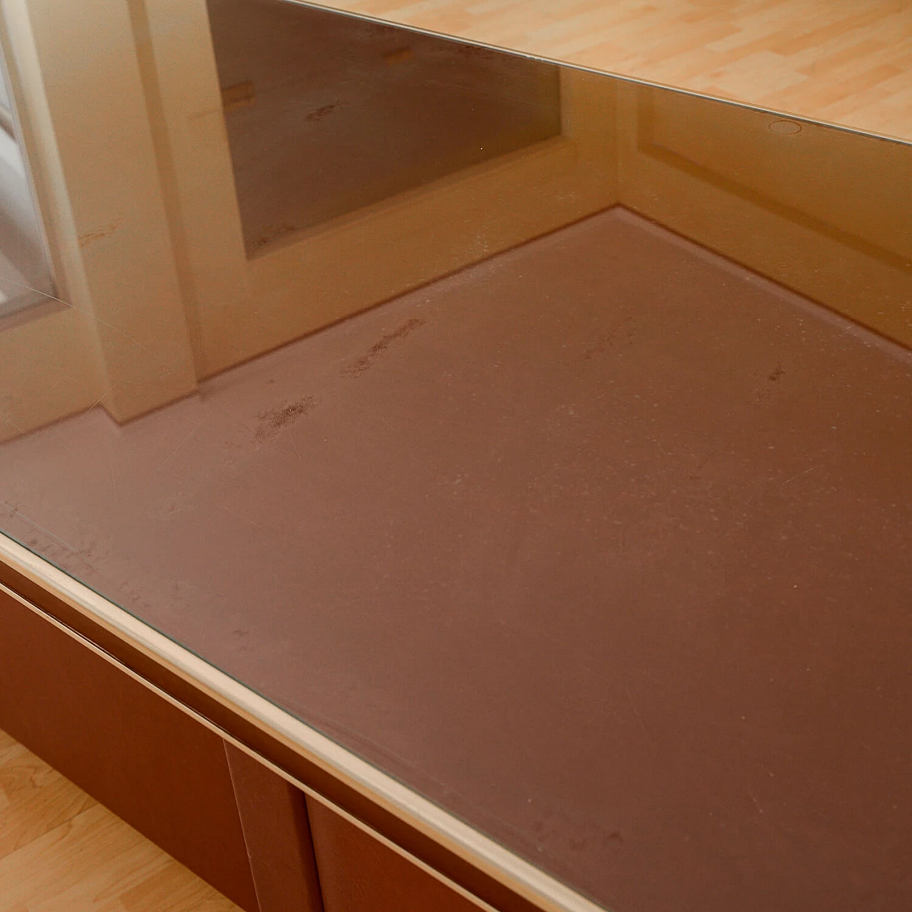 Leatherette desk with 6 drawers by Umberto Mascangi, 1950s 6