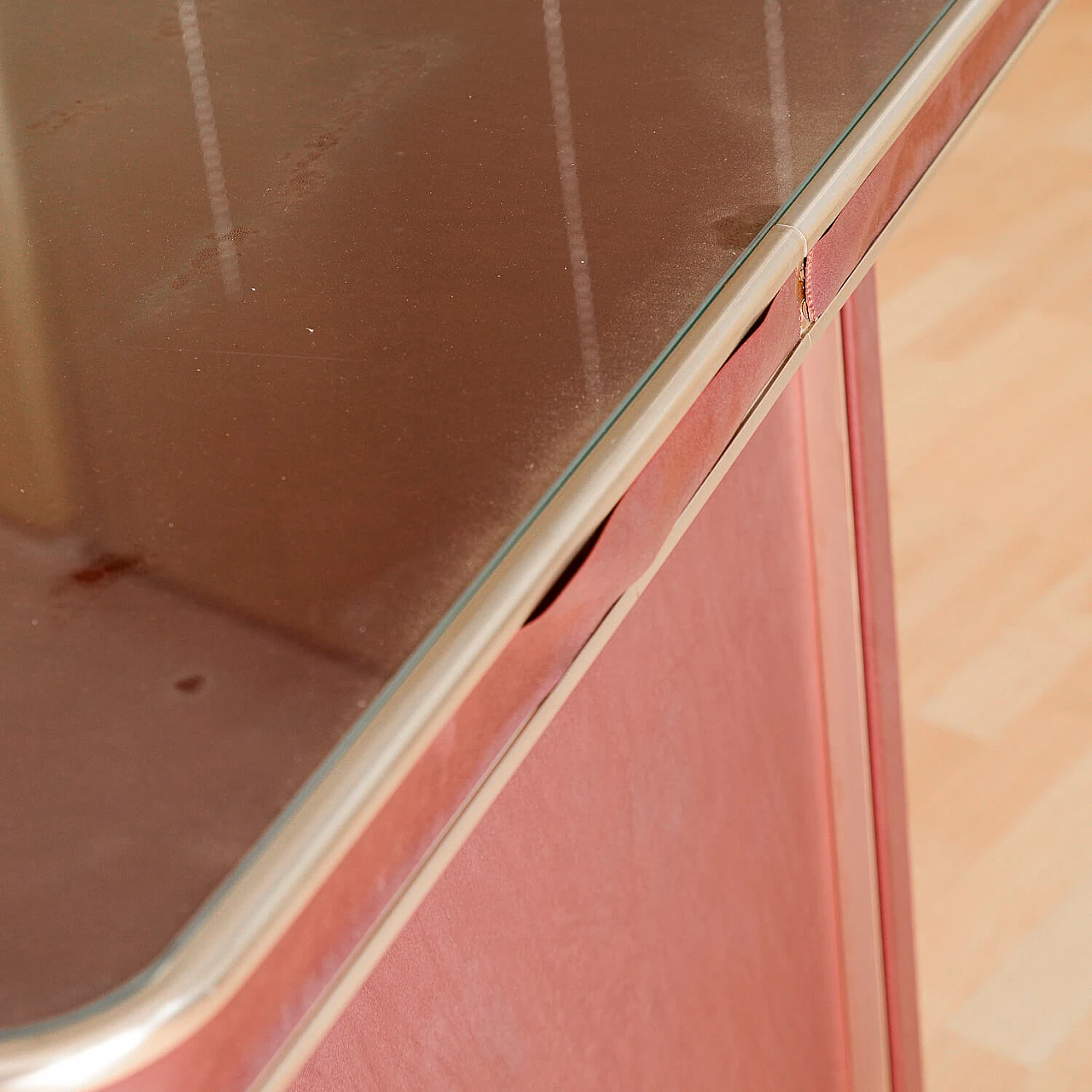 Leatherette desk with 6 drawers by Umberto Mascangi, 1950s 8