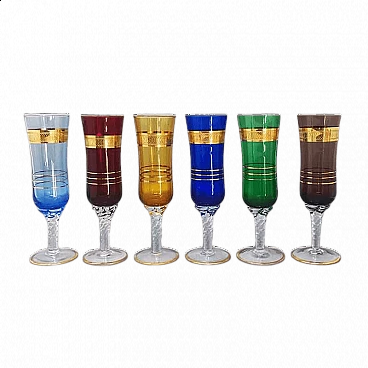 6 Bicchieri in vetro di Murano, anni '60