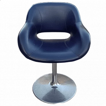 Leather vilpelle swivel armchair with metal pedestal, 1980s