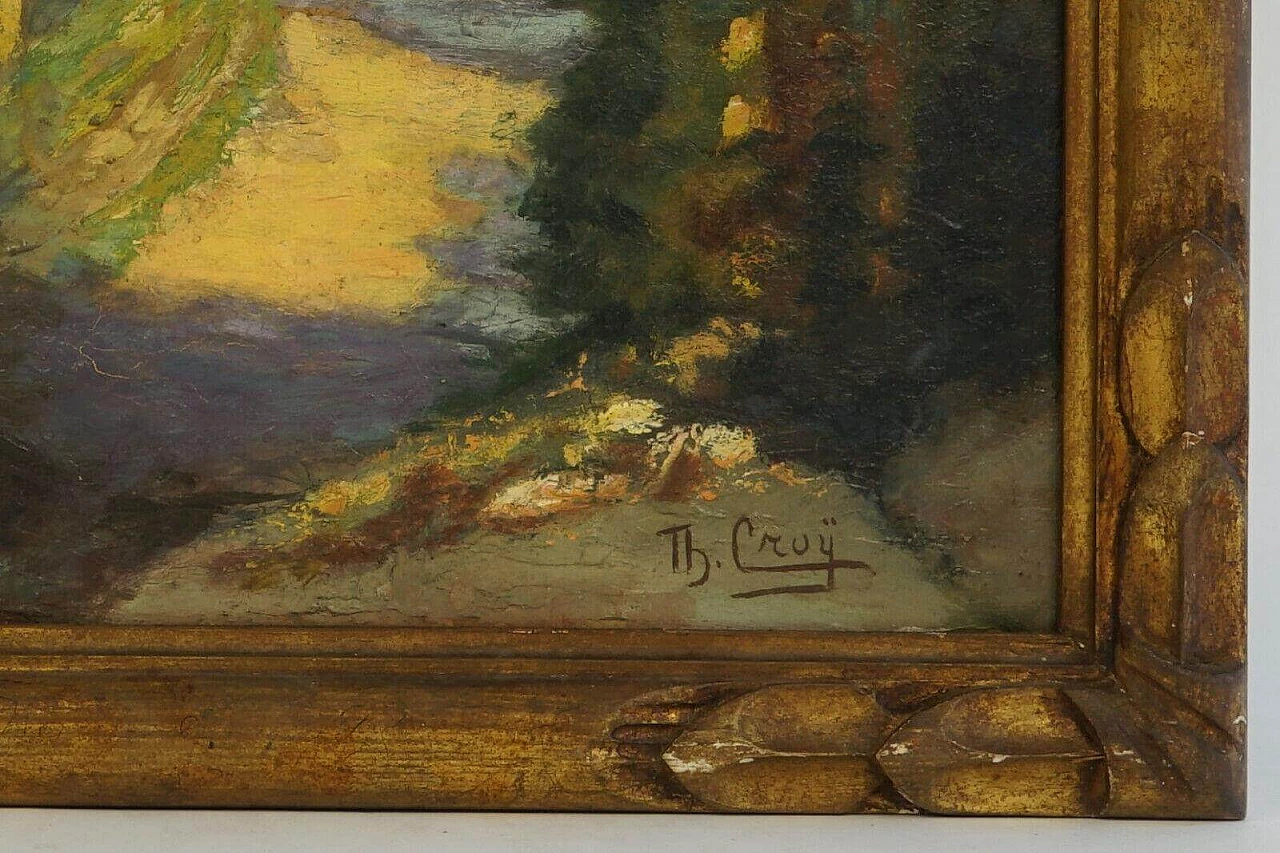 T.B. Cruÿ, scorcio di paese, dipinto a olio, anni '30 4