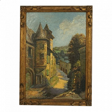 T.B. Cruÿ, village glimpse, oil painting, 1930s