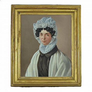 English female portrait, oil painting on canvas, mid-19th century