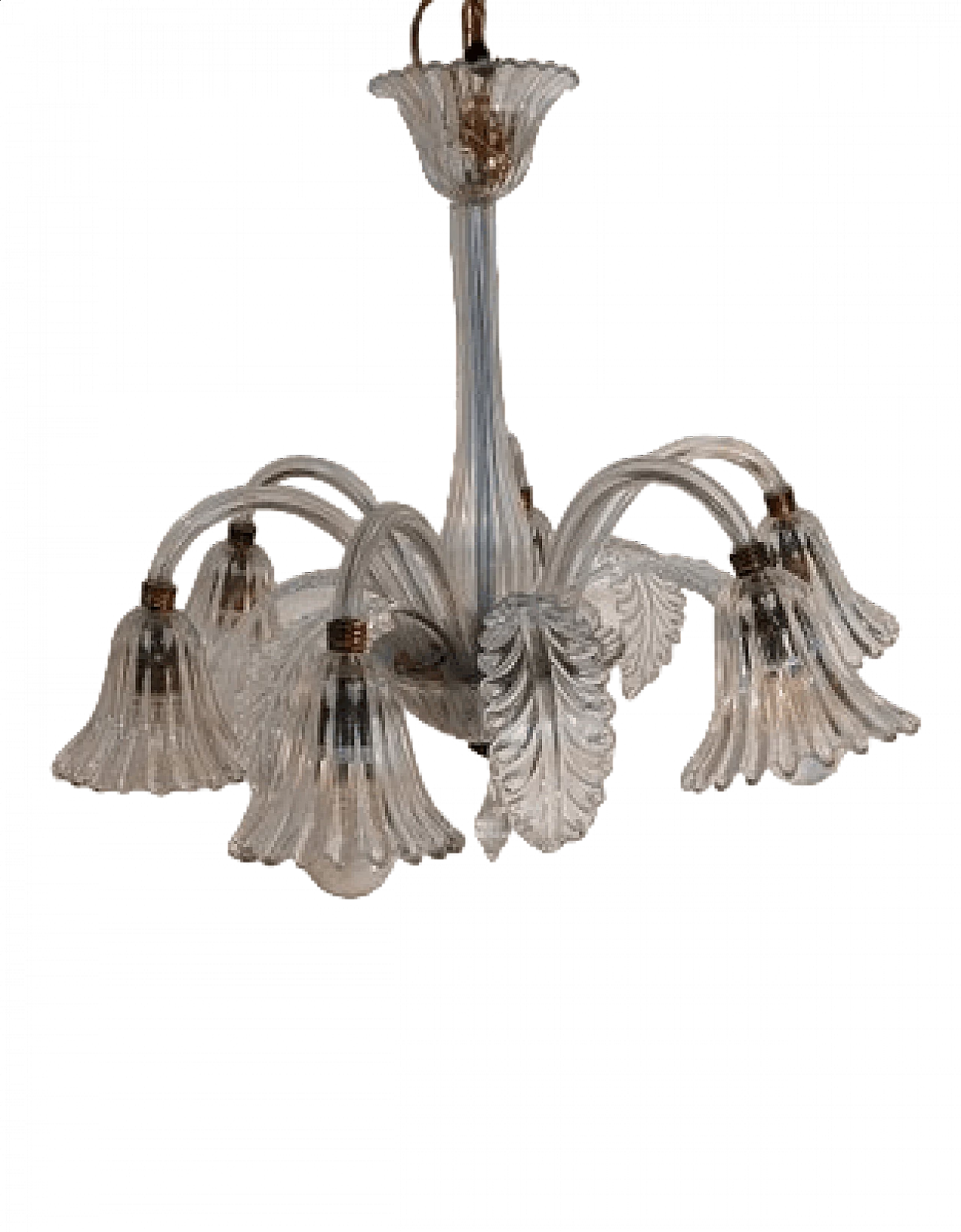 Murano glass chandelier by Barovier with 6 lights, 1950s 9