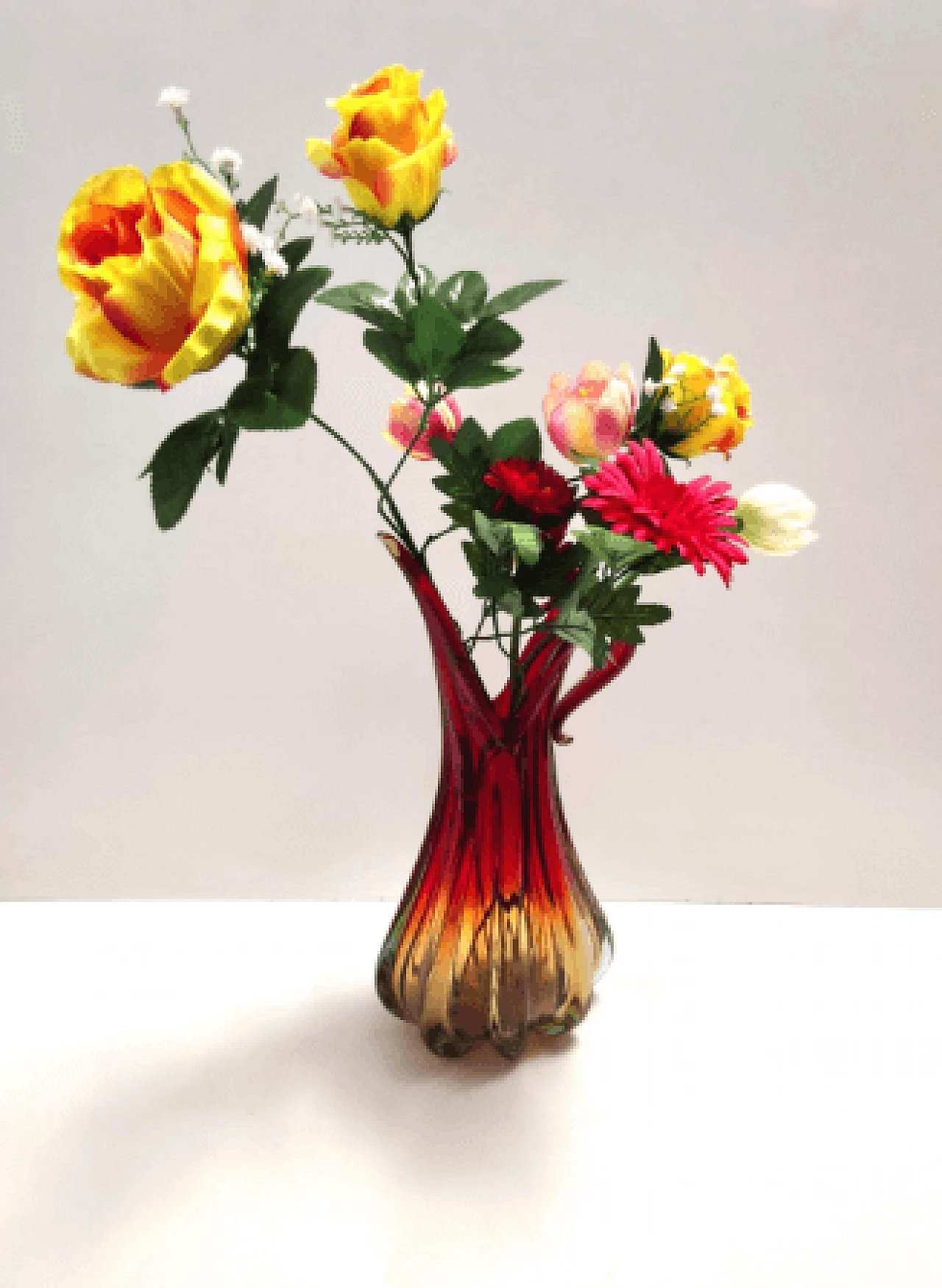 Red, orange and yellow Murano submerged glass vase, 1960s 3