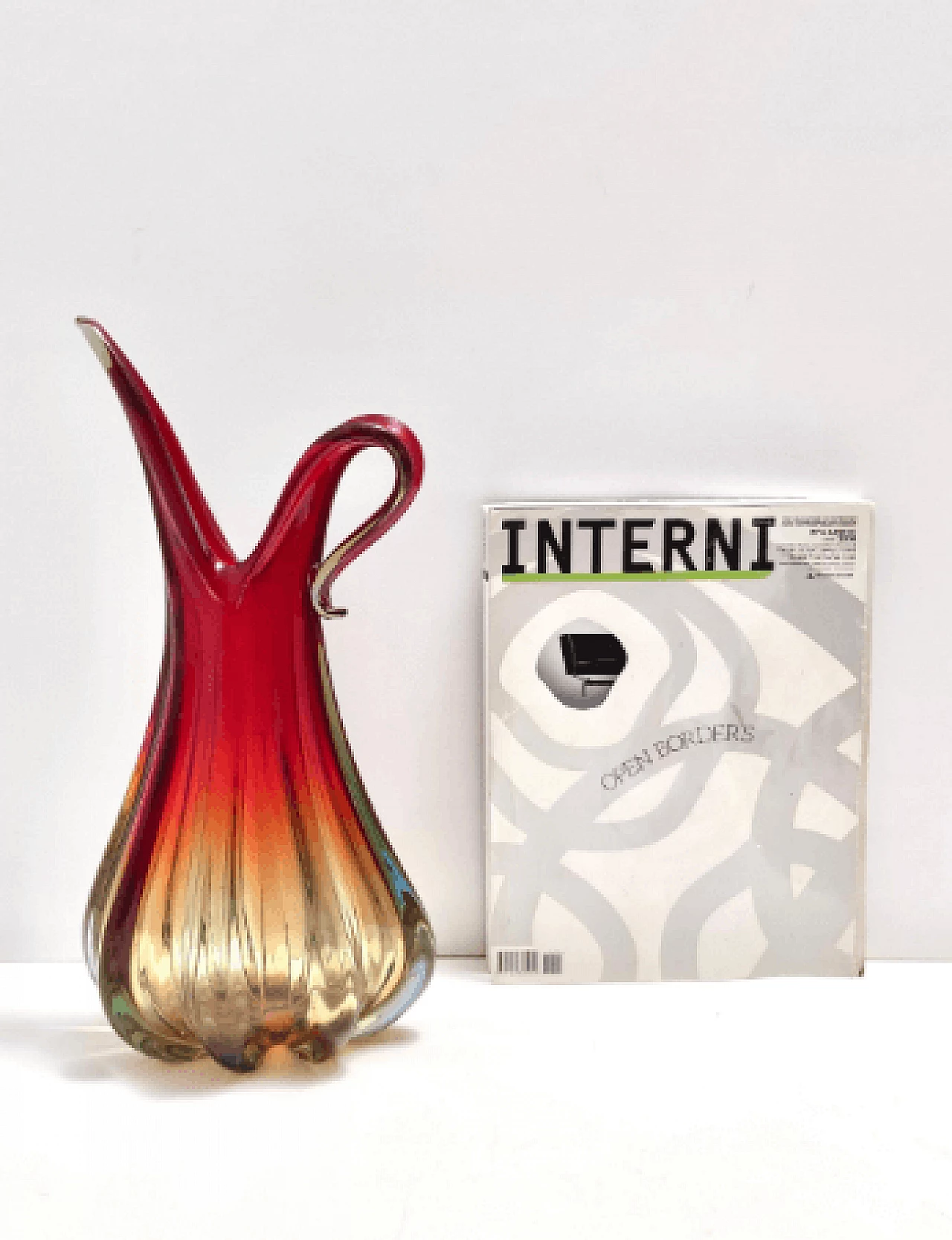 Red, orange and yellow Murano submerged glass vase, 1960s 4