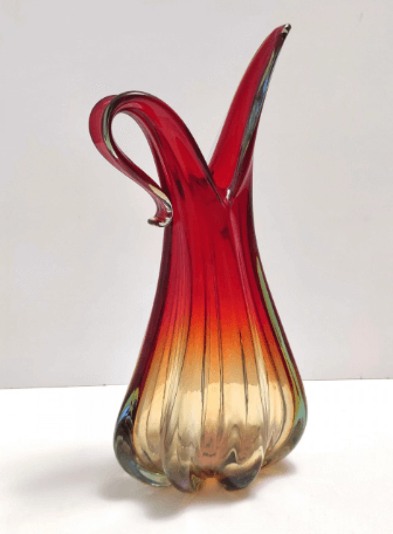Red, orange and yellow Murano submerged glass vase, 1960s 5