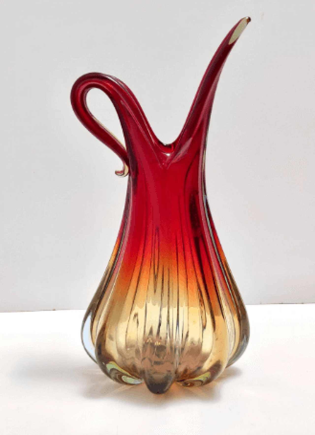 Red, orange and yellow Murano submerged glass vase, 1960s 6