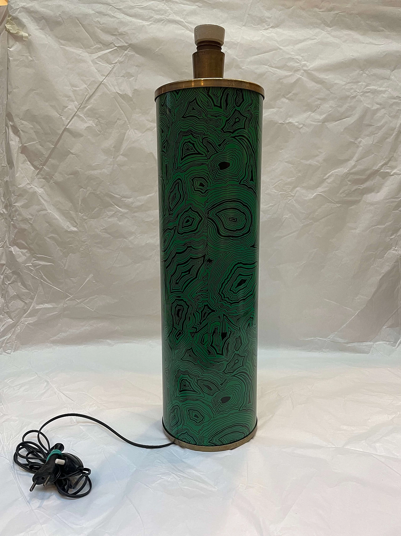 Table lamp 'Malachite' series in metal and brass by Piero Fornasetti, 1950s 1