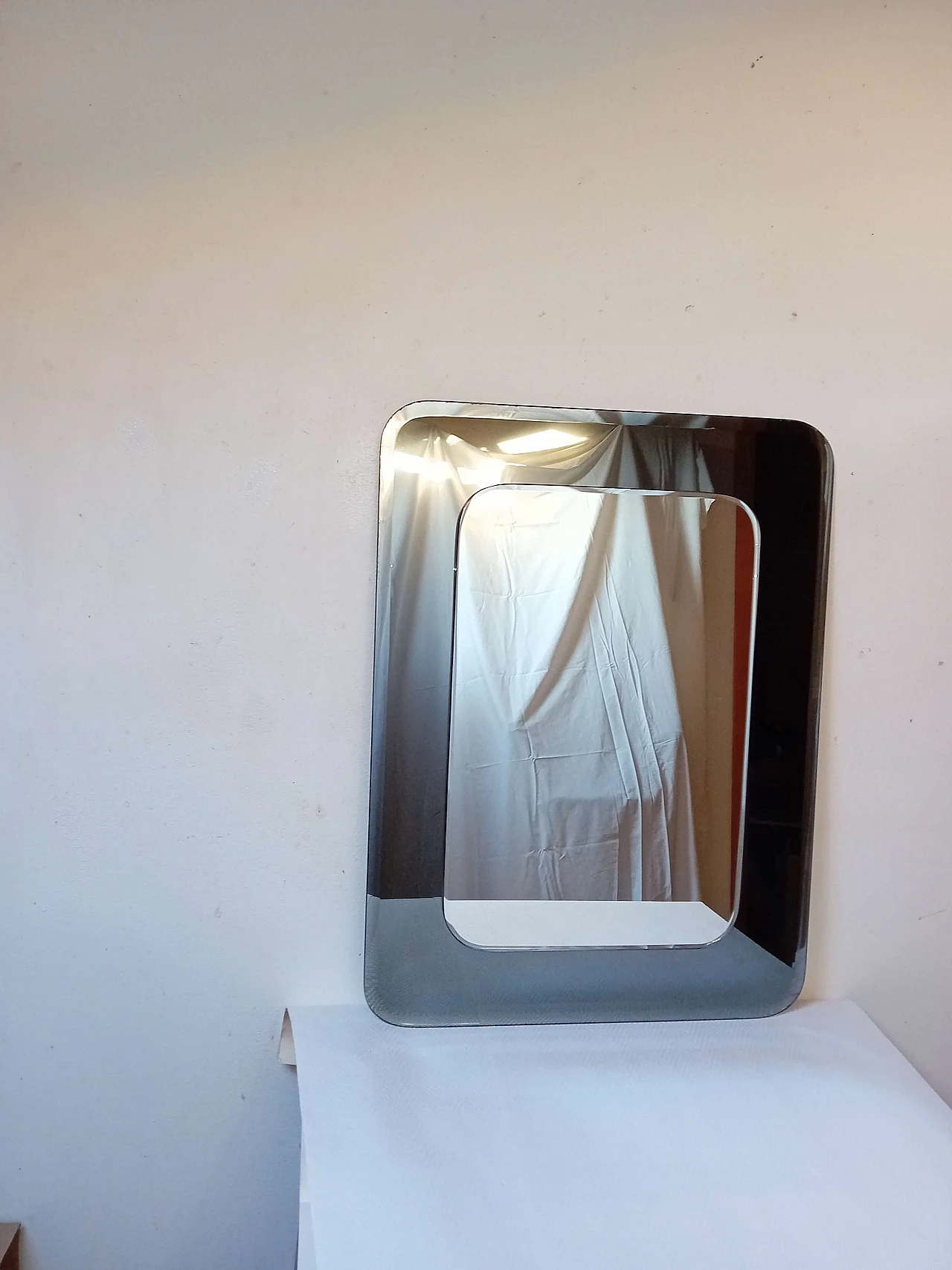 Rectangular mirror with rounded corners by Fontana Arte, 1980s 8