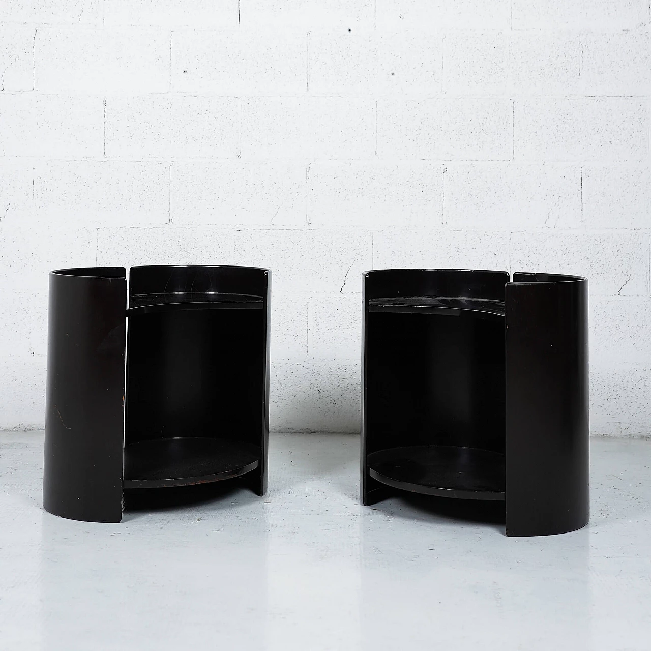 Pair of black Gea coffee tables by Kazuhide Takahama for Gavina, 1960s 8