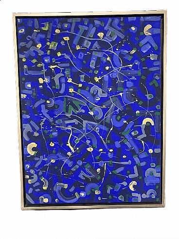 Abstract painting, acrylic enamels on canvas art, early 20th century