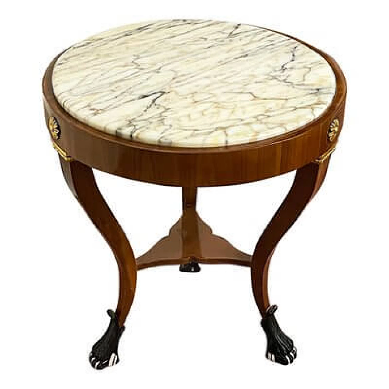 Pair of French walnut coffee tables with marble top, 1990s 5