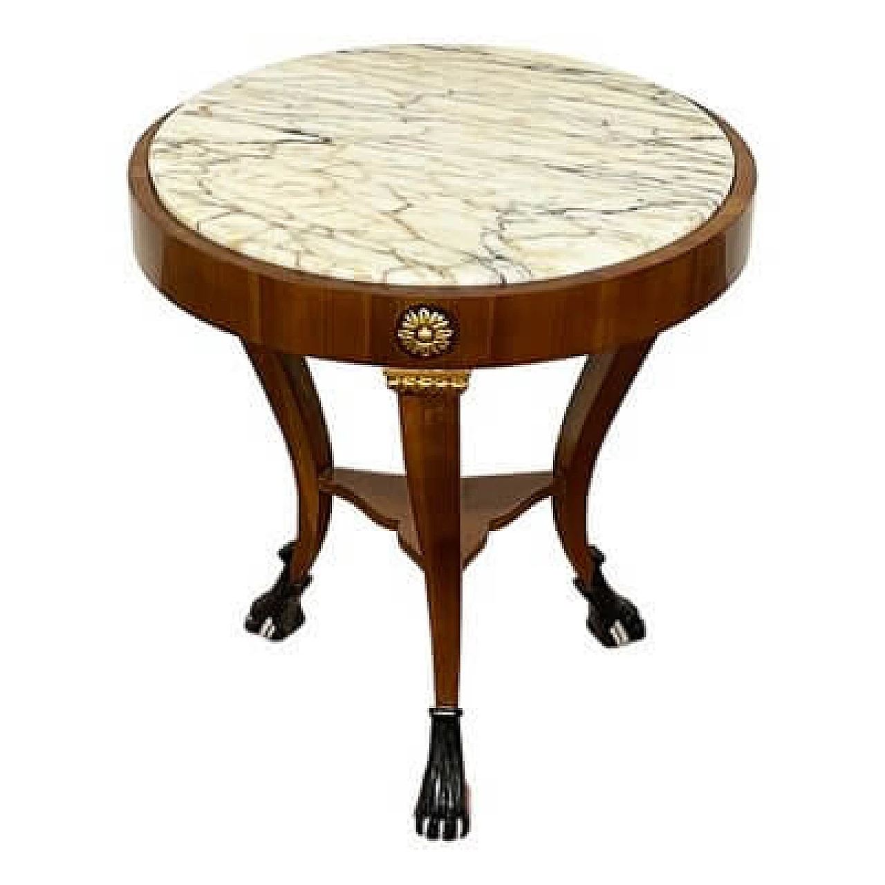 Pair of French walnut coffee tables with marble top, 1990s 7