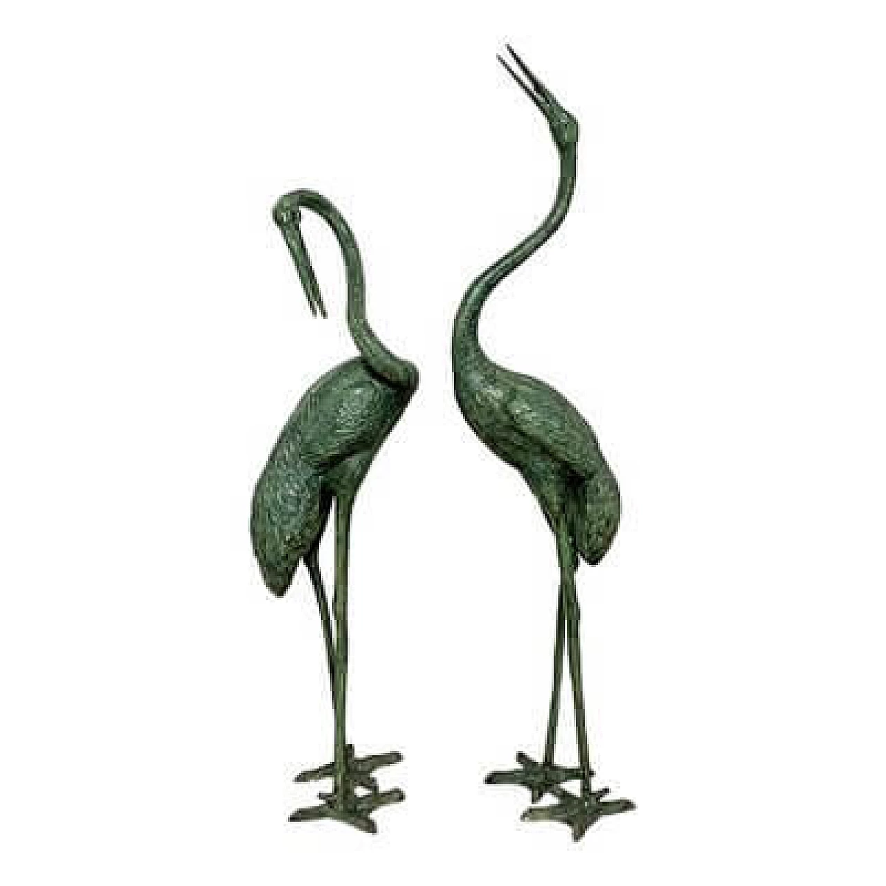 Coppia di sculture da fontana di aironi in bronzo patinato, anni '60 2