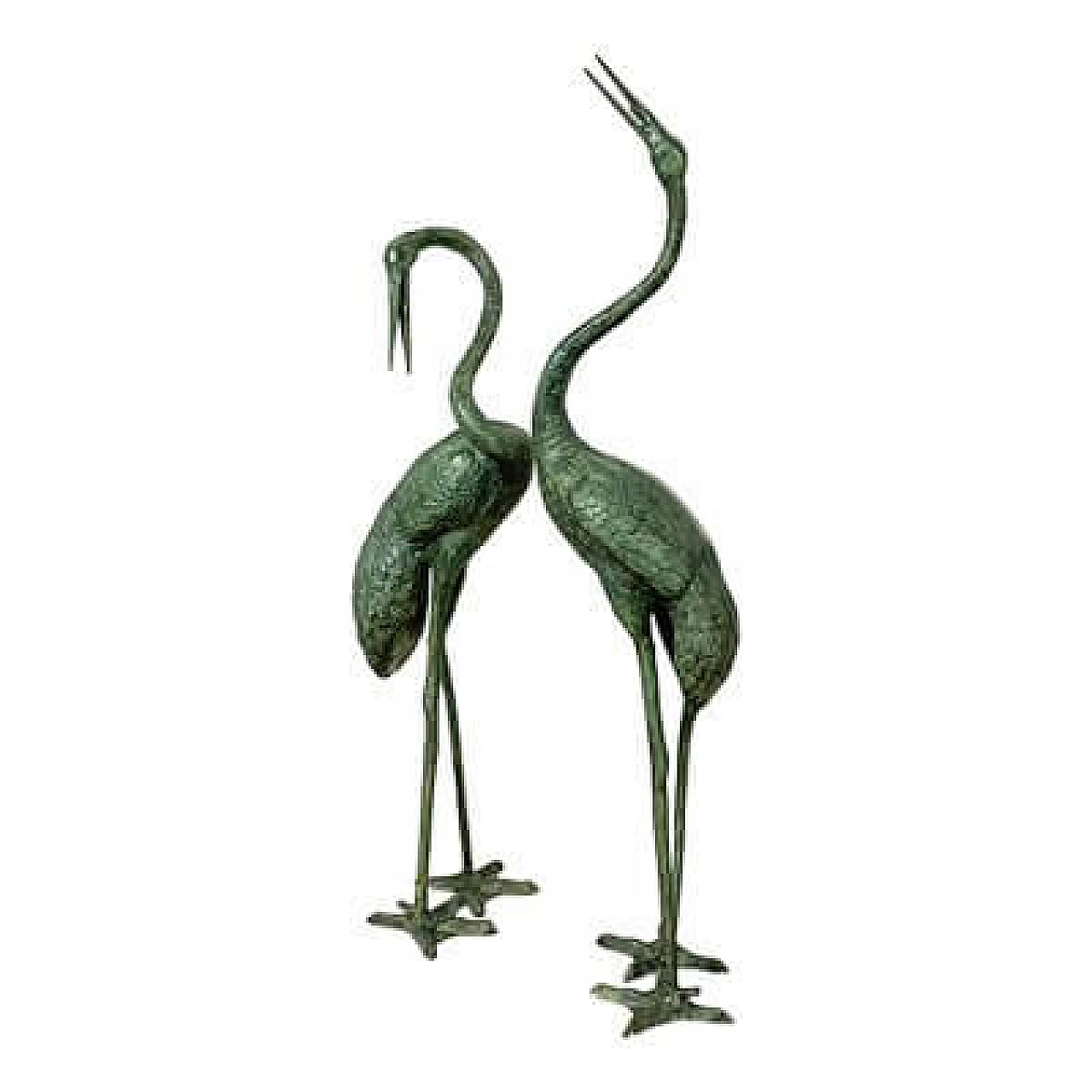 Pair of patinated bronze heron fountain sculptures, 1960s 6