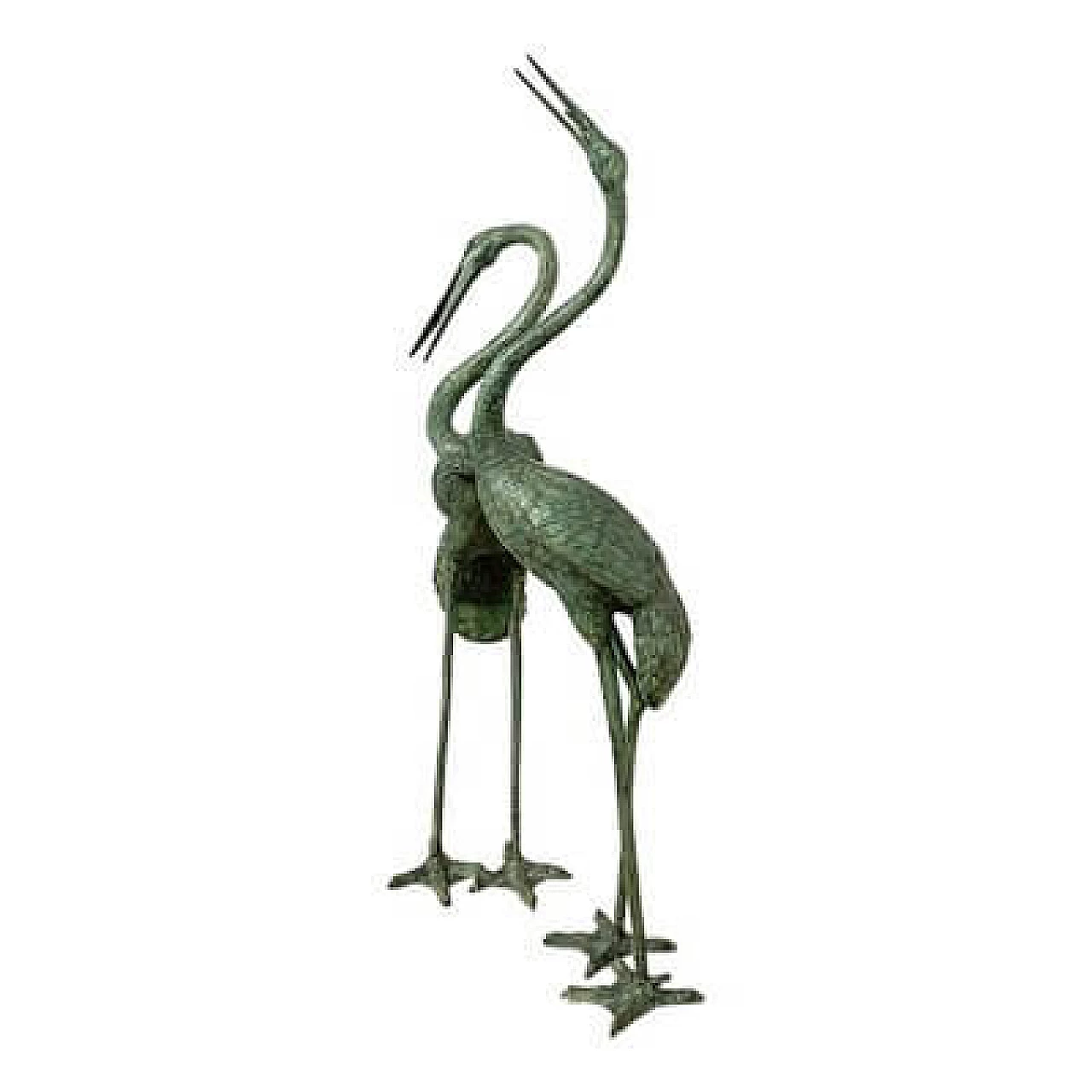 Pair of patinated bronze heron fountain sculptures, 1960s 7