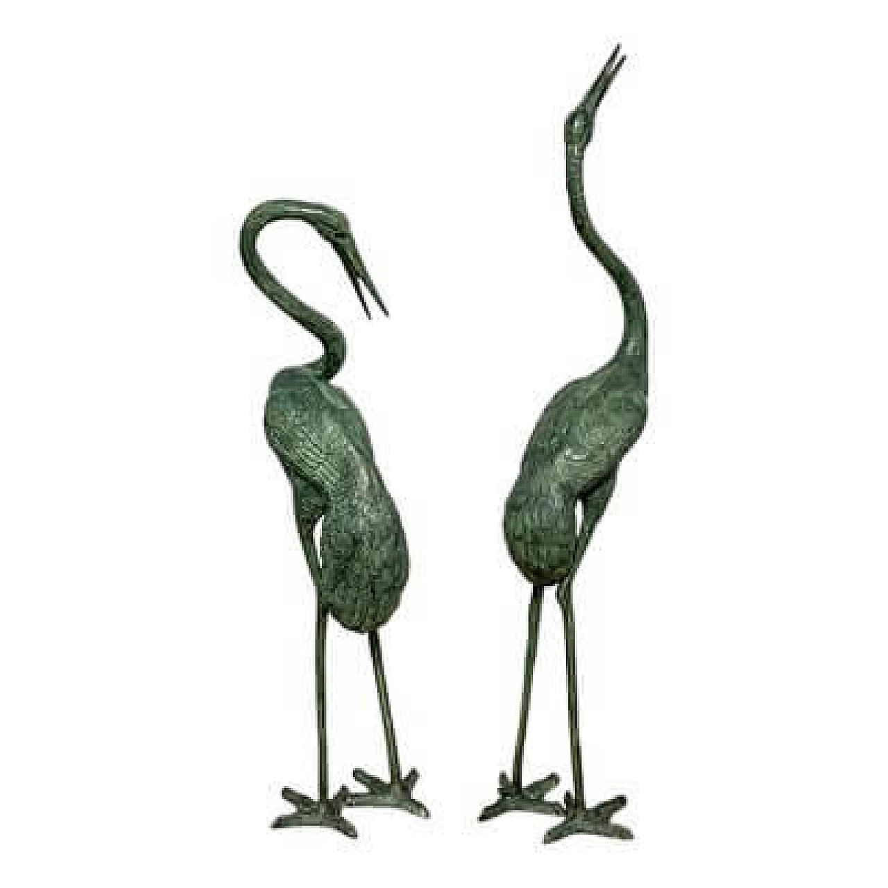 Coppia di sculture da fontana di aironi in bronzo patinato, anni '60 8