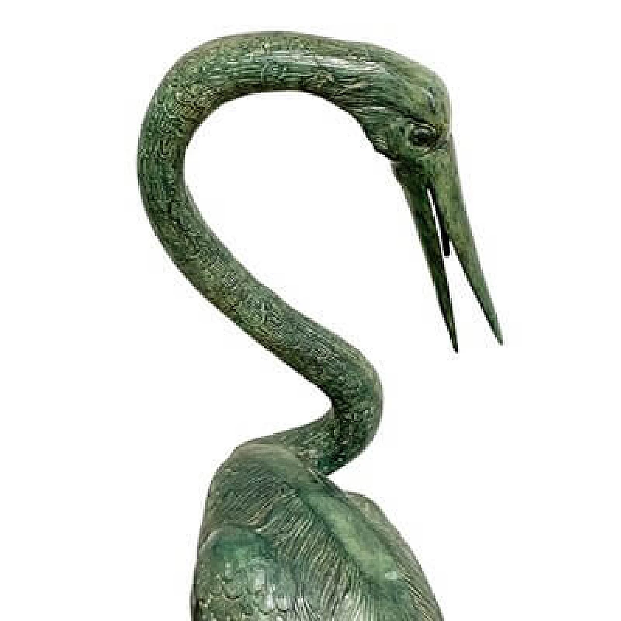 Pair of patinated bronze heron fountain sculptures, 1960s 9