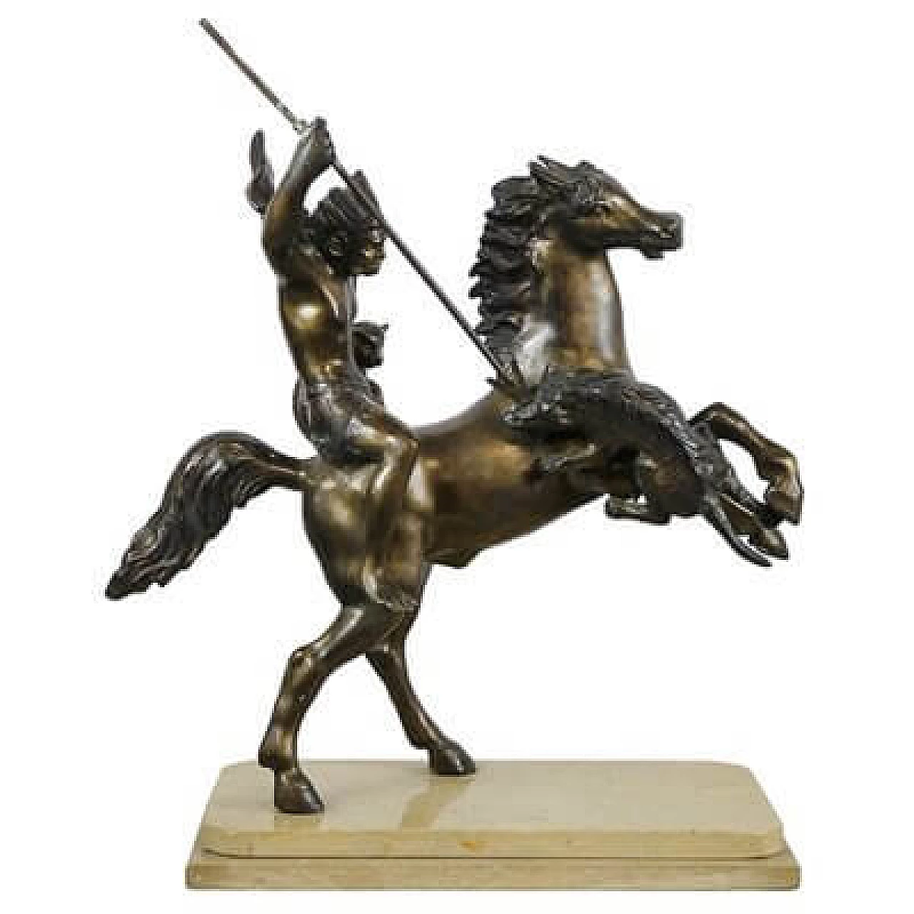 Indian warrior on horseback, reproduction after Tommaso Campajola, bronze sculpture 1
