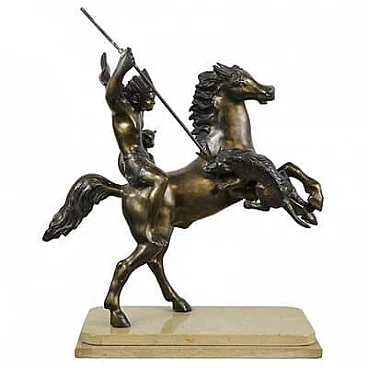 Guerriero indiano a cavallo, riproduzione da Tommaso Campajola, scultura in bronzo