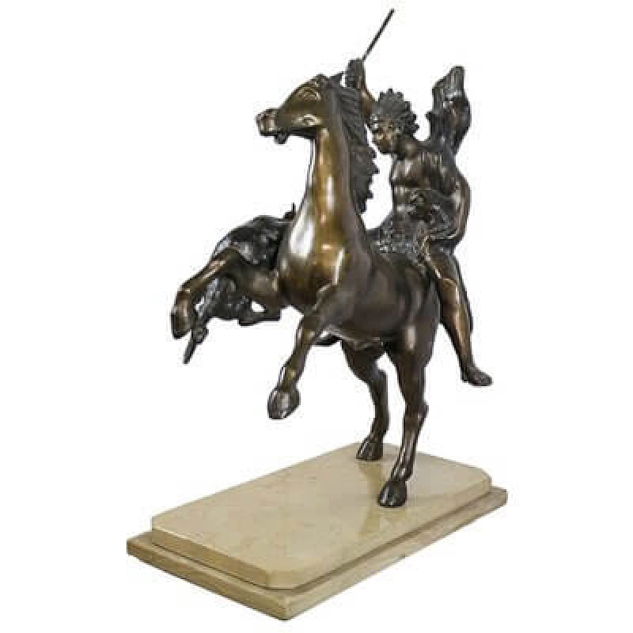Guerriero indiano a cavallo, riproduzione da Tommaso Campajola, scultura in bronzo 4
