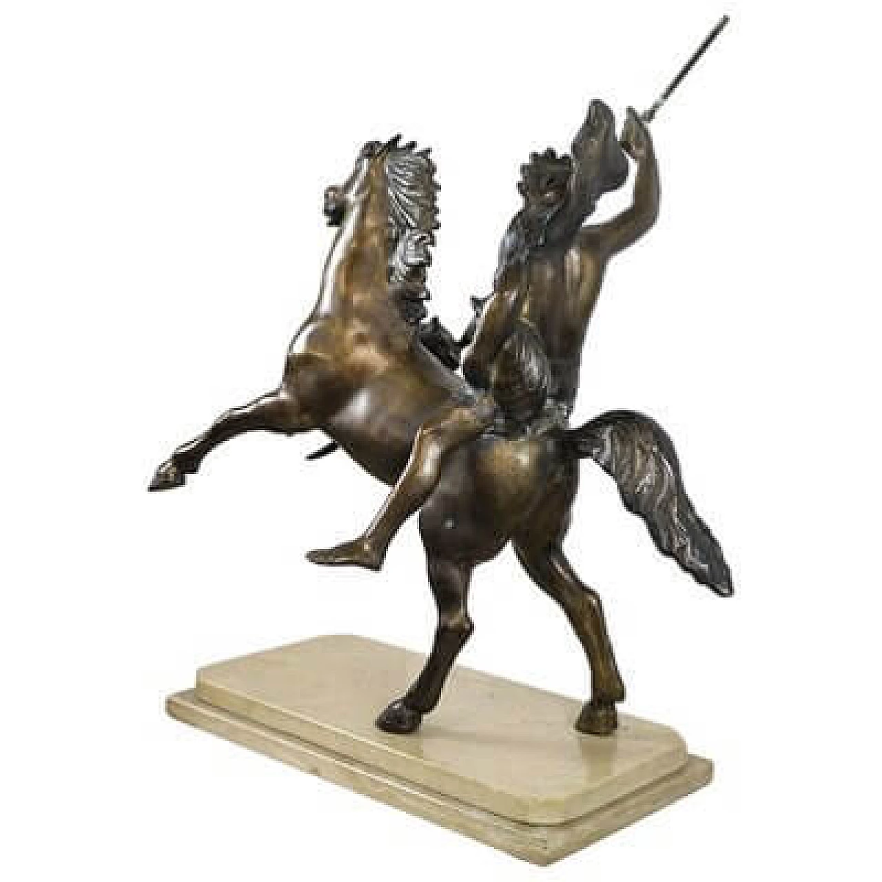 Guerriero indiano a cavallo, riproduzione da Tommaso Campajola, scultura in bronzo 5
