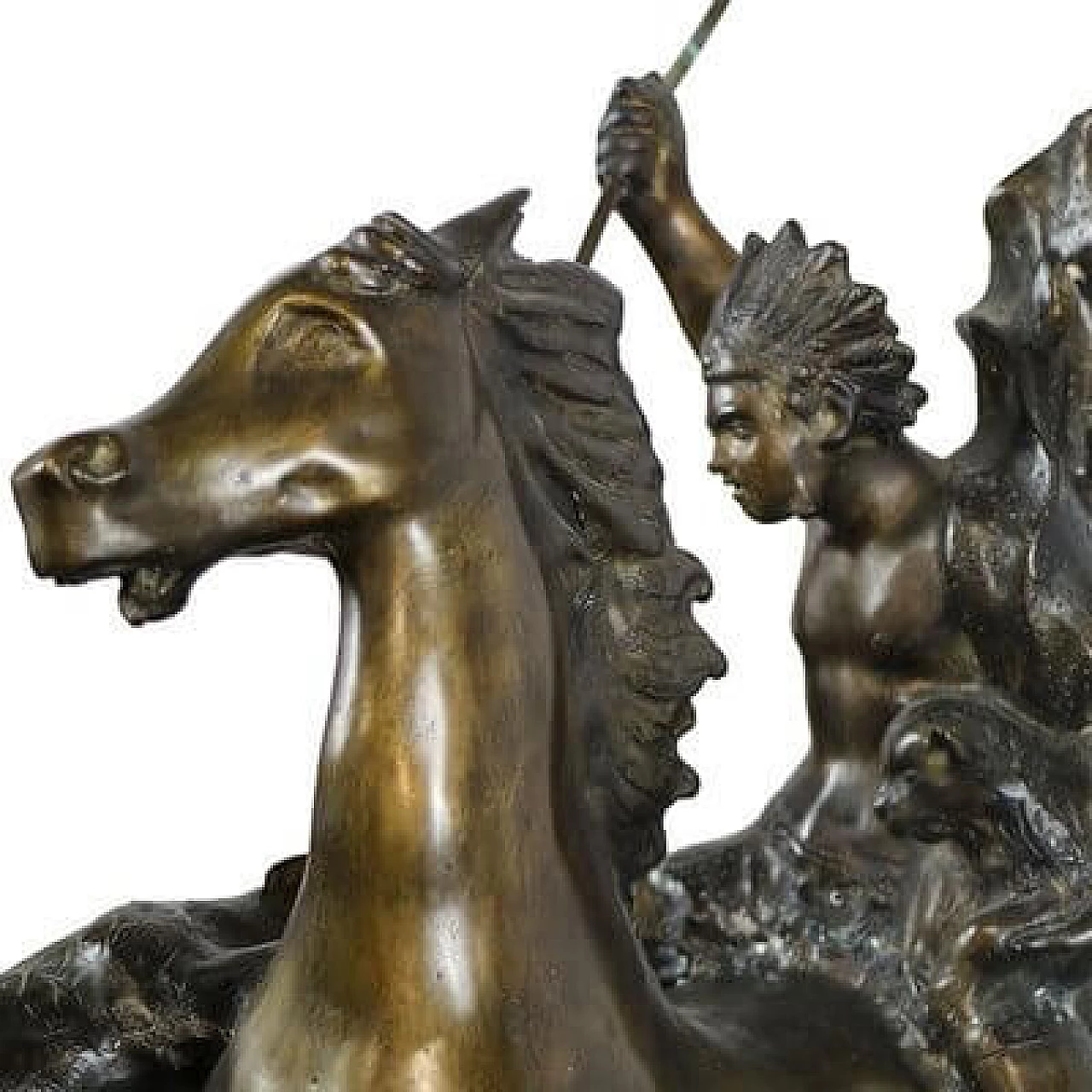 Indian warrior on horseback, reproduction after Tommaso Campajola, bronze sculpture 12