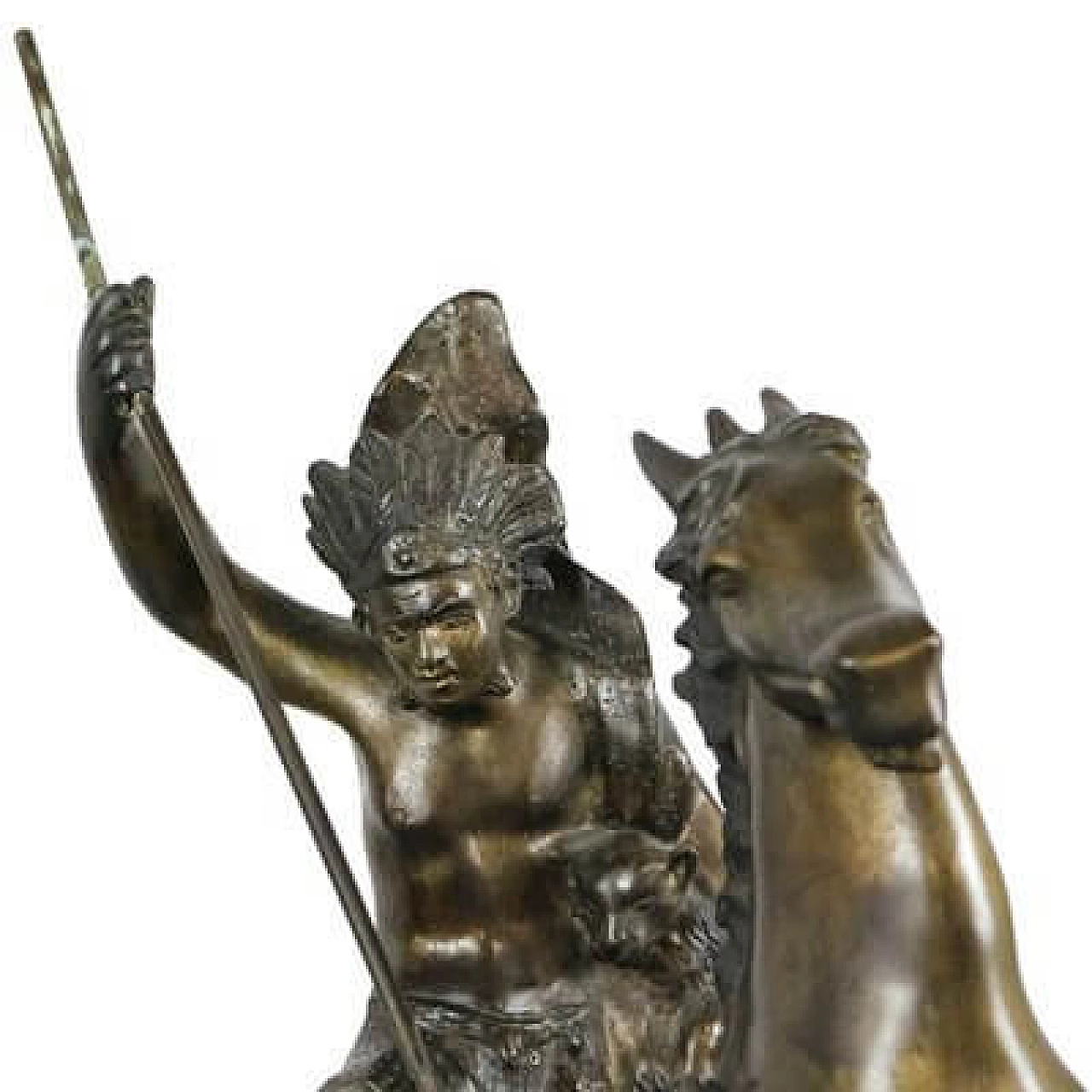 Guerriero indiano a cavallo, riproduzione da Tommaso Campajola, scultura in bronzo 14