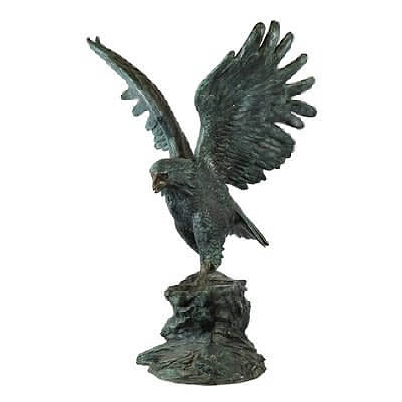 Green patinated bronze eagle sculpture, 1970s 1