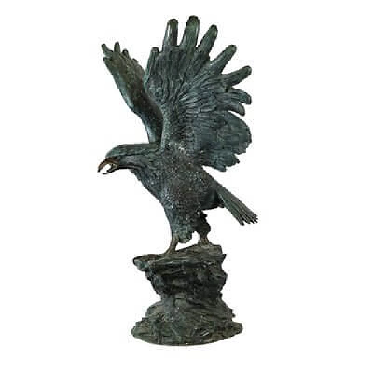 Scultura di aquila in bronzo patinato verde, anni '70 2