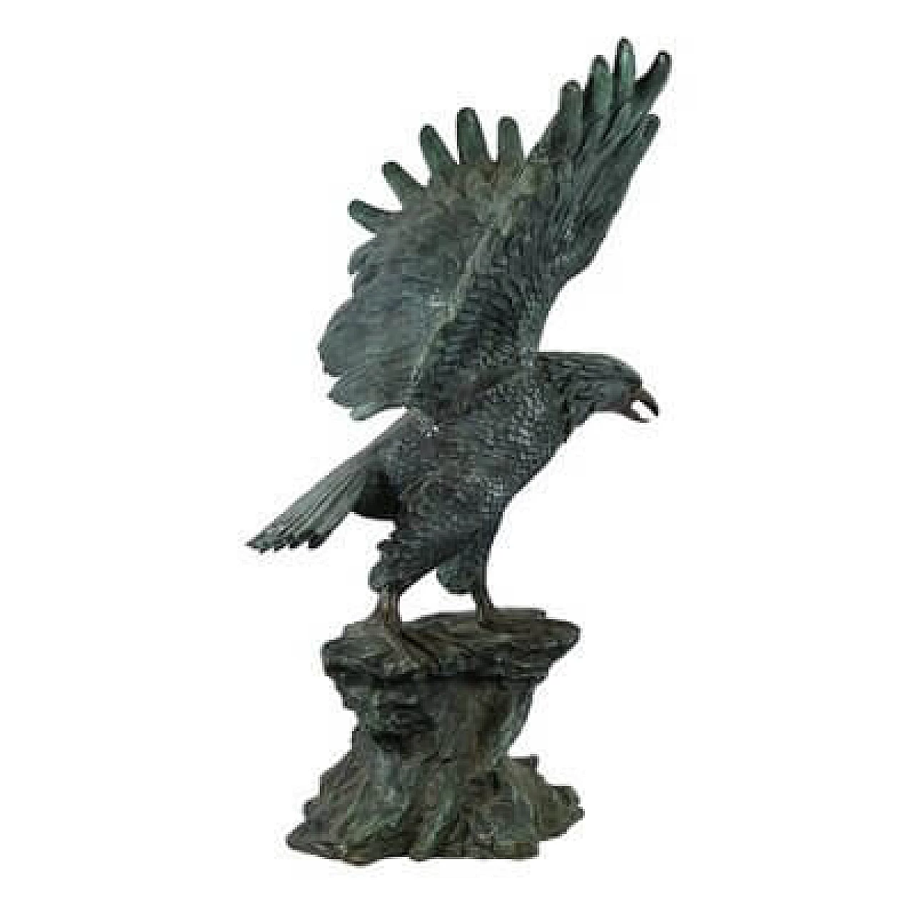Green patinated bronze eagle sculpture, 1970s 4