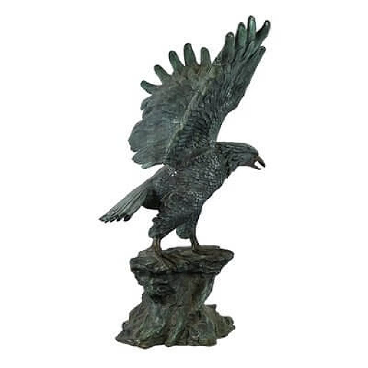 Scultura di aquila in bronzo patinato verde, anni '70 4