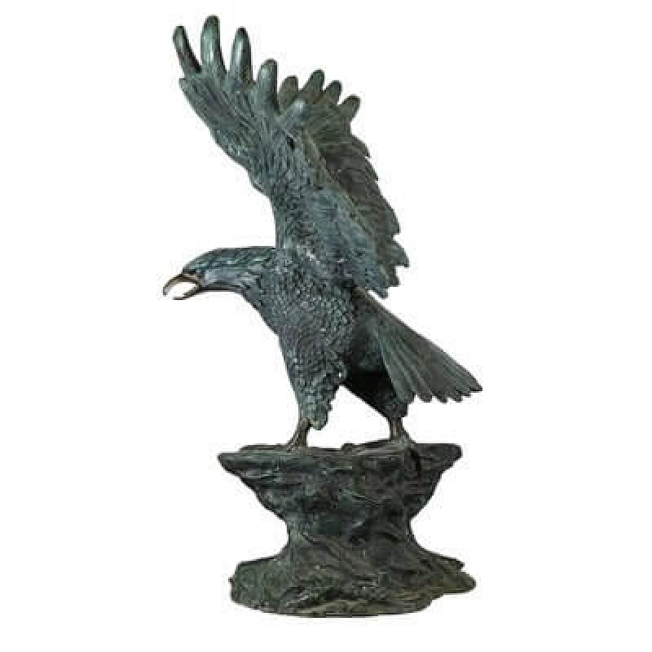 Green patinated bronze eagle sculpture, 1970s 5