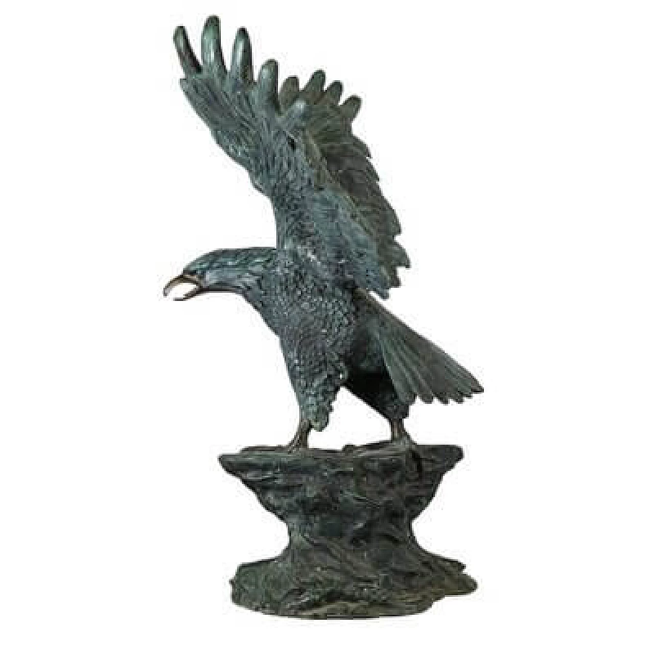 Scultura di aquila in bronzo patinato verde, anni '70 5