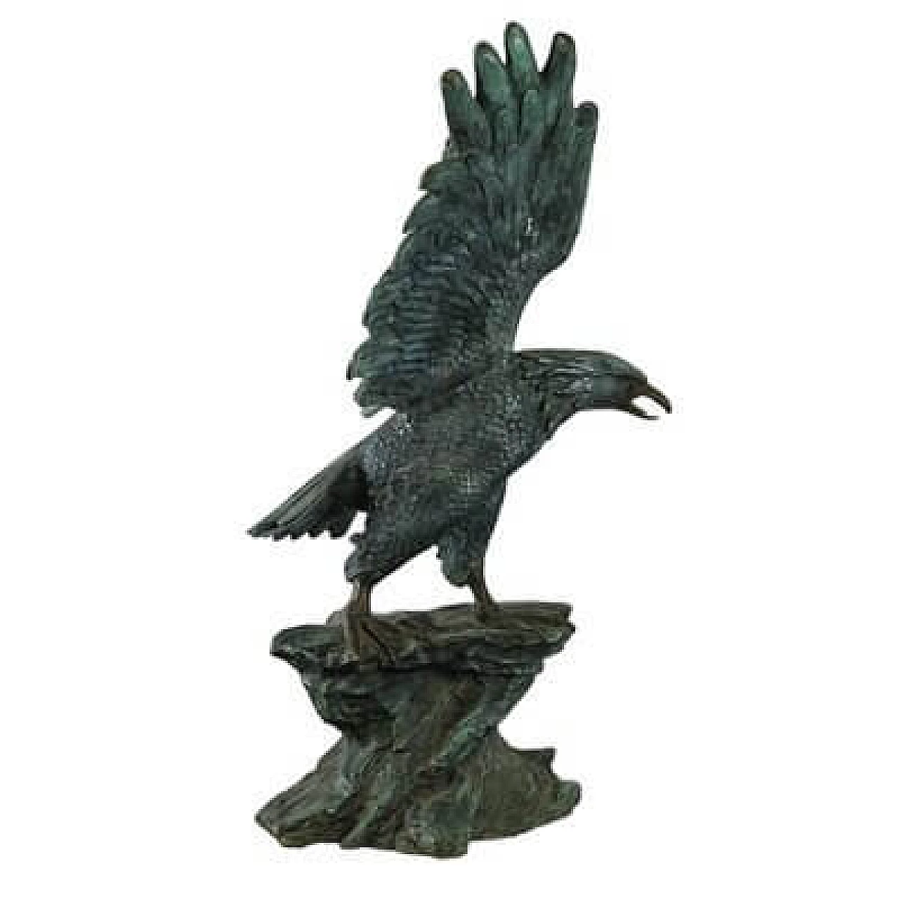 Green patinated bronze eagle sculpture, 1970s 6