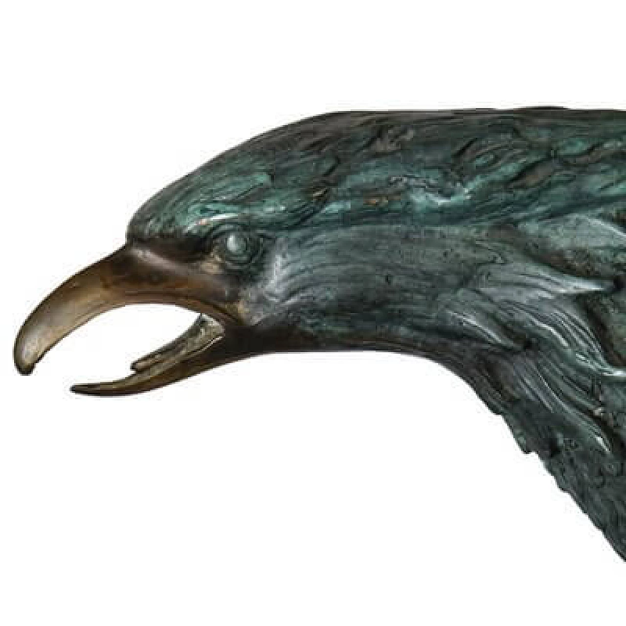 Green patinated bronze eagle sculpture, 1970s 7