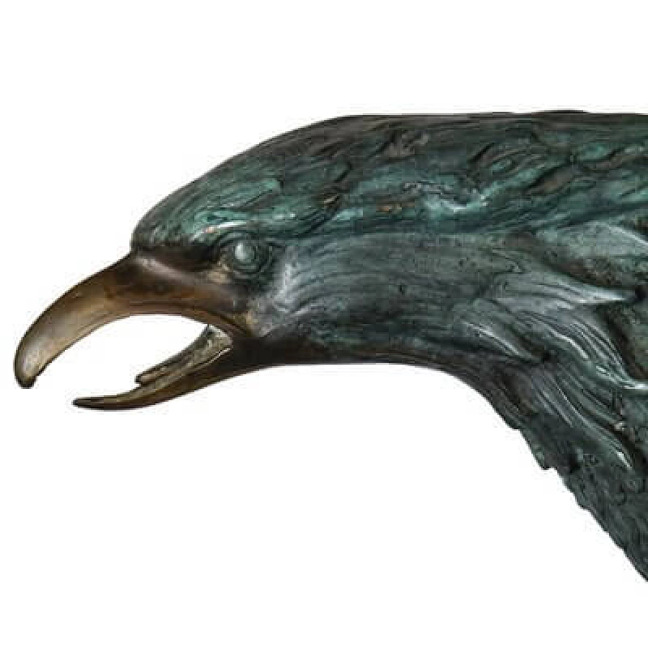 Scultura di aquila in bronzo patinato verde, anni '70 7