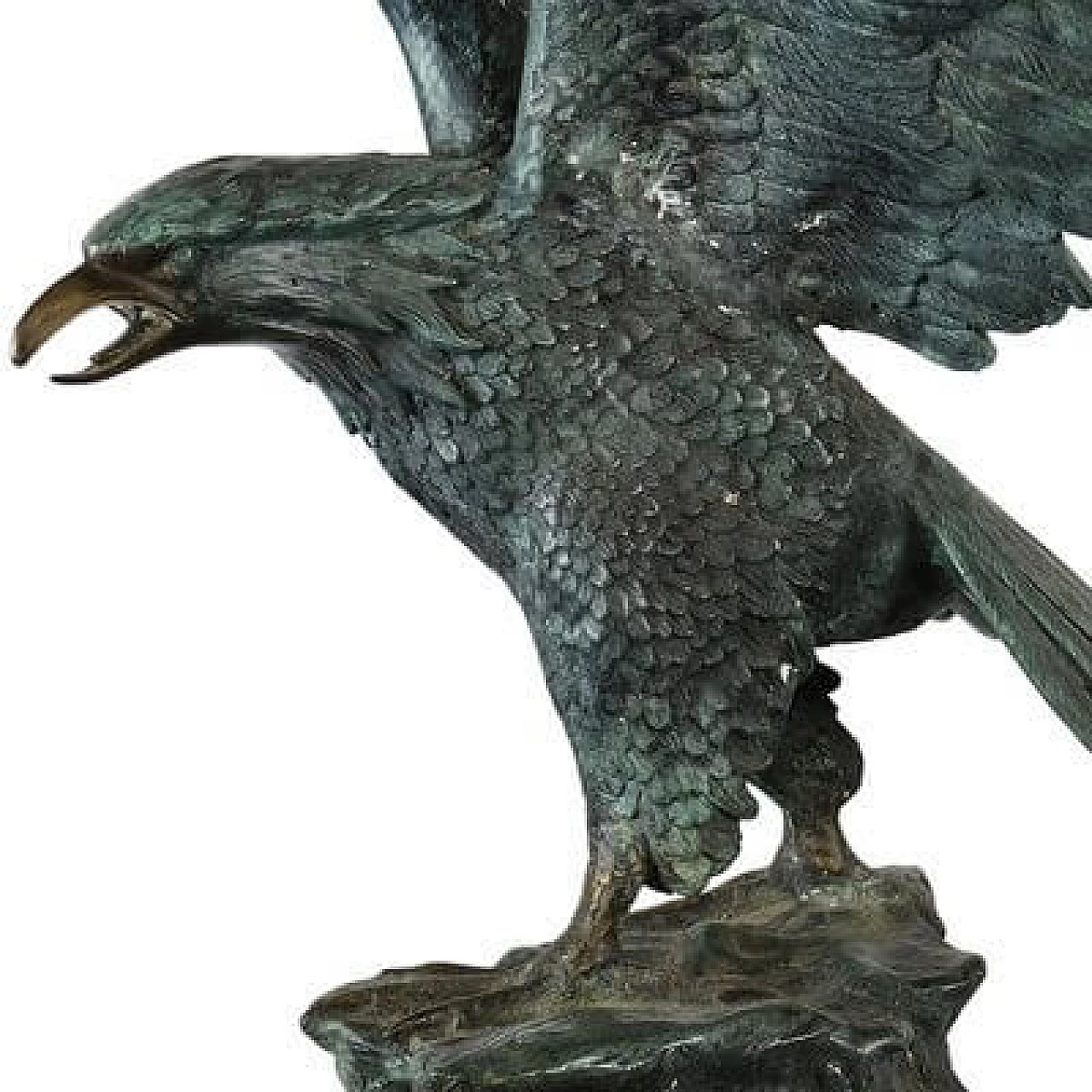 Scultura di aquila in bronzo patinato verde, anni '70 9