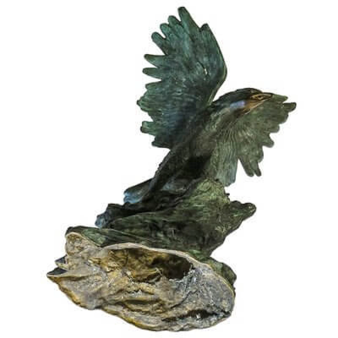 Green patinated bronze eagle sculpture, 1970s 10