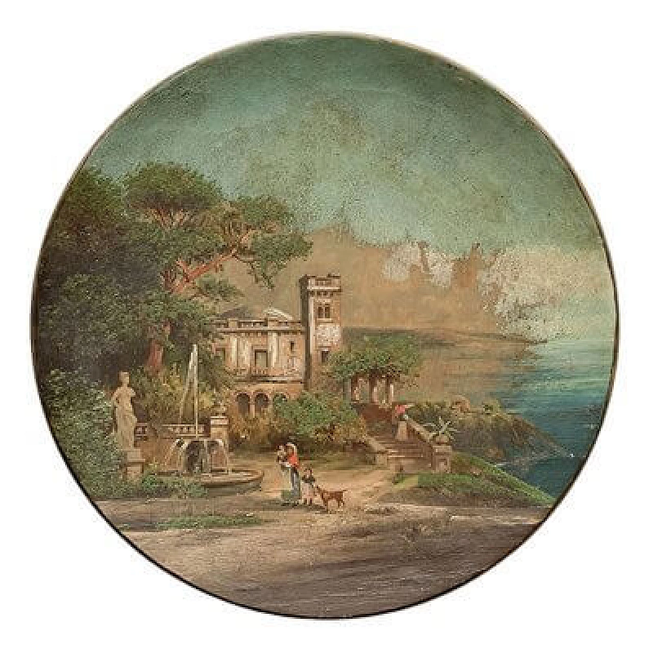 Porcelain plate with Sorrento Castle in the Gulf of Naples, early 20th century 1