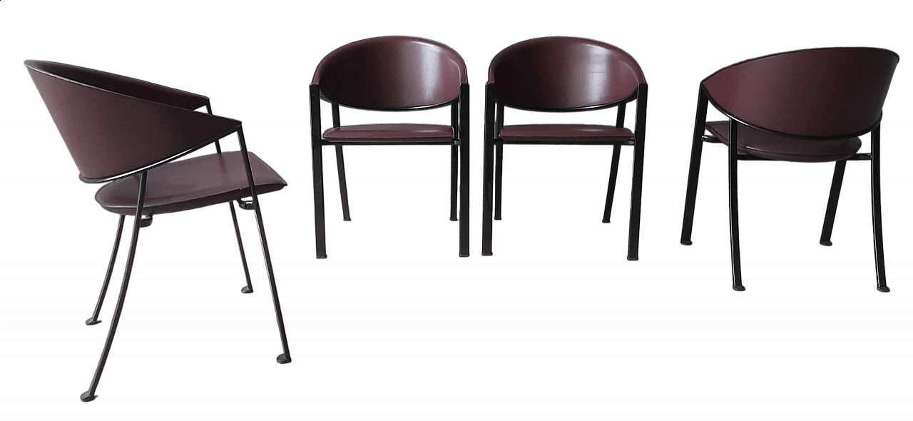 4 Blenda leather chairs by Robero Pamio for Matteo Grassi, 1990s 8