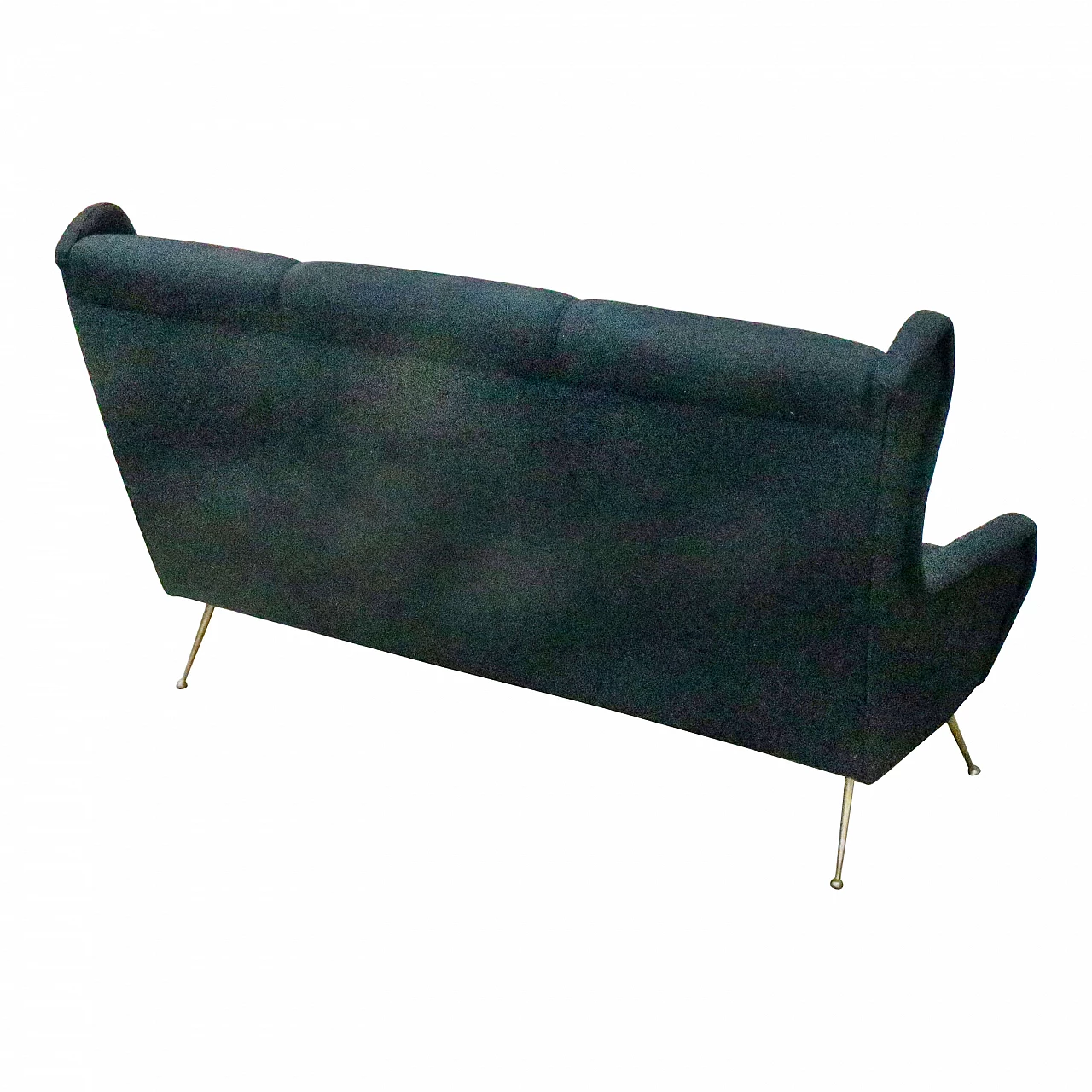 Black fabric sofa with brass feet, 1950s 8